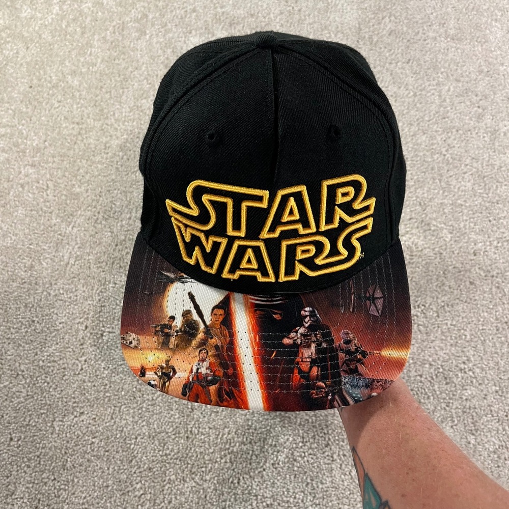 Star Wars Snapback Hat Men OSFM Black The Force Awakens Graphic Brim